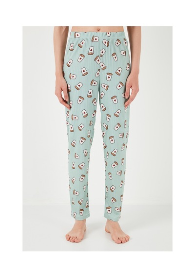Lela Regular Fit Gömlek Yaka Kısa Kollu Bayan Pijama Takımı 65740102 Mint-Bej