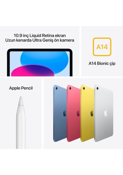 Apple Uyumlu iPad 10. Nesil Wi-fi 64 GB 10.9" MPQ03TU/A Gümüş Tablet (Outlet)