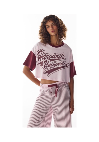 Penti Pembe Harvard Graffiti Desenli Kısa Kollu Şort Pijama Takımı Pk24