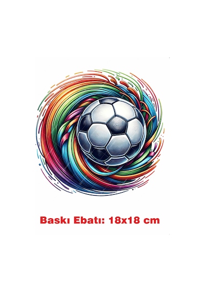 Futbol Topu Temalı Ütü İle Yapışan Tekstil Kumaş Tişört Dtf Baskı 3578