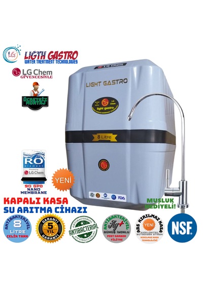 Light Gastro Gri Siyah Montaj Dahil 14 Aşama Su Arıtma Cihazı