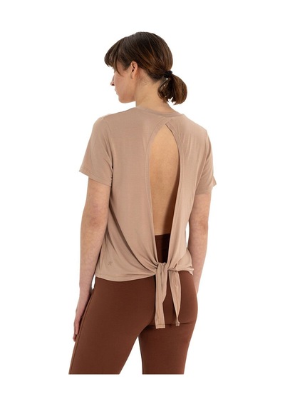 Inguz Sırt Bağlamalı Modal Yoga T-shirt Bej