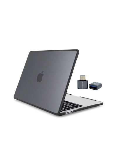 Apple Uyumlu MacBook Air 13.6 M5 M4 M M2 Outdoor Shockproof Hibrit Hard Case Tpu Bumper Anti Fingerprint Kılıf Siyah