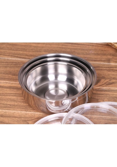 Bambum Rose Steel - 3'lü Saklama Kabı 14-16-18 Cm Çok Renkli