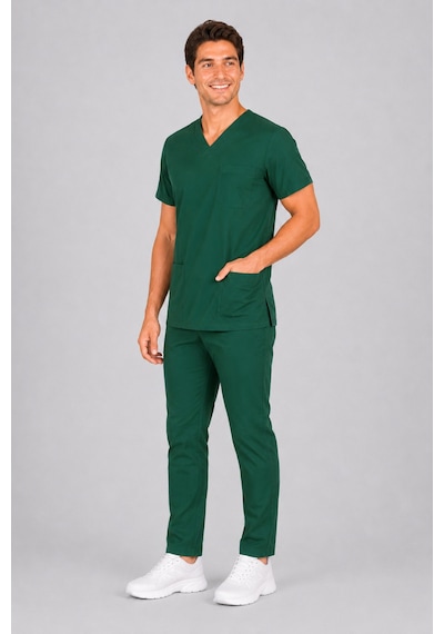 Üniforma Avcı Yeşili Hemşire Ve Doktor Forması Scrubs Takımı Likralı Alt Üst Üniforma Unisex Yarasa Kol