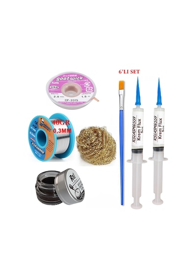 Mechanic Lehim Teli 0,3mm 40gr Havya Uc Temizleyici Rslasm Flux Ve Cp-2015 Lehim Emme Teli Seti1 St04