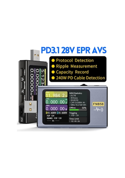 Fnb58-bt Bluetooth Usb Voltmetre Ampermetre Test Cıhazı