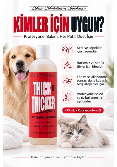 Chris Christensen Thick N Thicker Hacim Ve Kabarıklık Veren Kedi Köpek Şampuanı 473 Ml