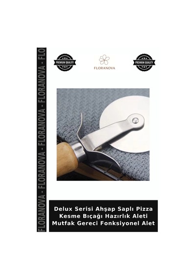 Delux Serisi Ahşap Saplı Pizza Kesme Bıçağı Hazırlık Aleti Mutfak Gereci Fonksiyonel Alet Çok Renkli