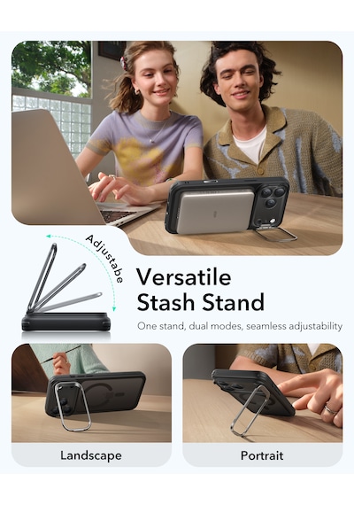 Esr Apple Uyumlu iPhone 17 Pro Classic Hybrid Magsafe Standlı Kılıf - Kamera Kontrol Buton - Buzlu Siyah Buzlu Siyah
