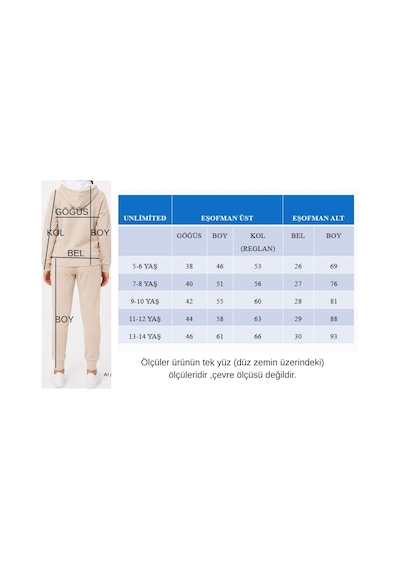 Pina Kids Kız Çocuk Scuba Unlimited Çift Şeritli Kapüşonlu Reglan Kol Dalgıç Kumaş Eşofman Takımı Esf7023 Krem