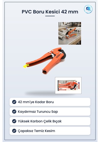Pvc Boru Kesme Makası 42 Mm Turuncu Kaydırmaz Saplı Ppr Plastik K
