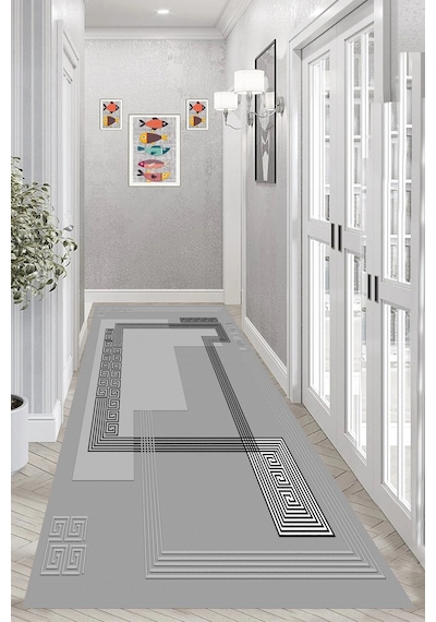 Eliana Home Dijital Baskı Yıkanabilir Kaymaz Taban Salon Halısı Ve Yolluk Rvg0991-fnl241 Gri