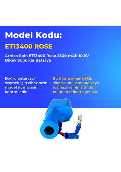 Arnica Sofa Et13400 Rose 2500 Mah 10.8v Dikey Süpürge Batarya