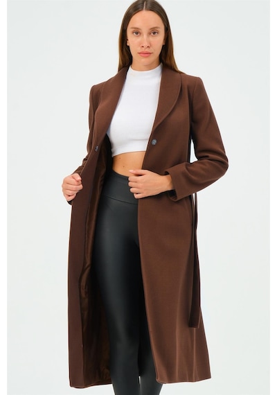 Z6681 Dewberry Bayan Palto-açık Kahve-açık Kahve
