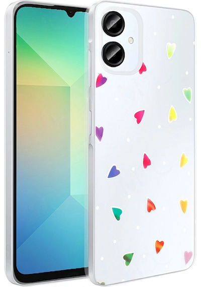 Samsung Uyumlu Galaxy A06 Kılıf Şeffaf Figürlü Zore Folk Sert Kapak Kalp