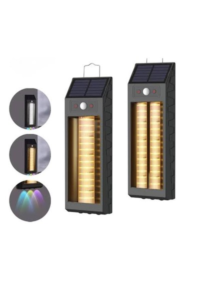 Solar Sensörlü 3 Modlu Animasyonlu Duvar Aplik Siyah