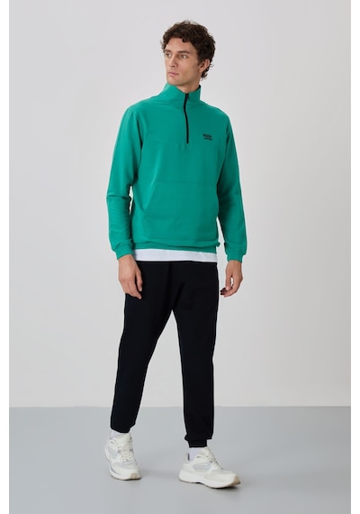 Tommy Life Herbert Deniz Yeşil - Lacivert Dik Yaka Eşofman Takım - 85233 Yeşil