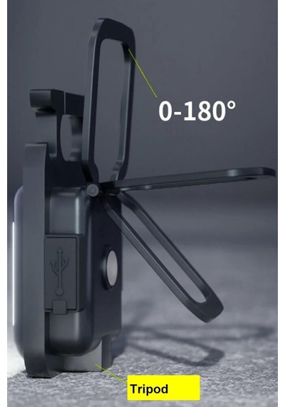 Güçlü Şarjlı Led Işıklı Kamp Lambası El Feneri Mıknatıslı, Tripod Uyumlu, 4 Fonksiyonlu Mod Sarı