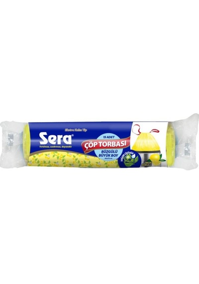Sera Büzgülü Limon Kokulu Büyük Boy Çöp Torbası Sarı 65 x 70 CM