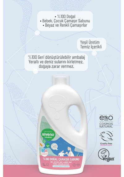 Siveno Baby Doğal Çamaşır Sabunu 1000 ml 2 Adet