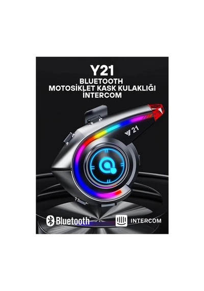 Jenerik Y21 Rgb Işık Efektli Intercom Bluetooth Motosiklet Kask Kulaklığı Intercom Kulaklık