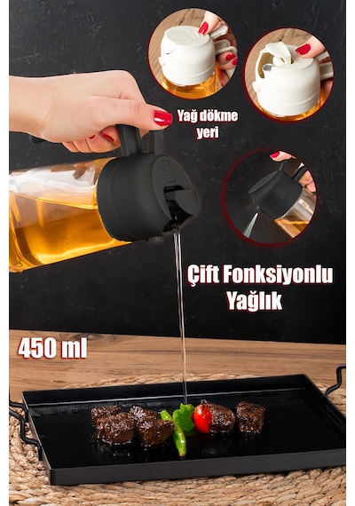 Porsima Alk-3159 Çok Amaçlı Cam Sprey Şişe Yağlık Yağdanlık Siyah