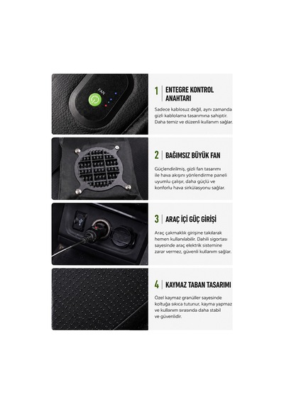 Ezere Coolseat 12v Araç Koltuk Soğutucu Ve Isıtıcı Fanlı Minder 3 Kademeli