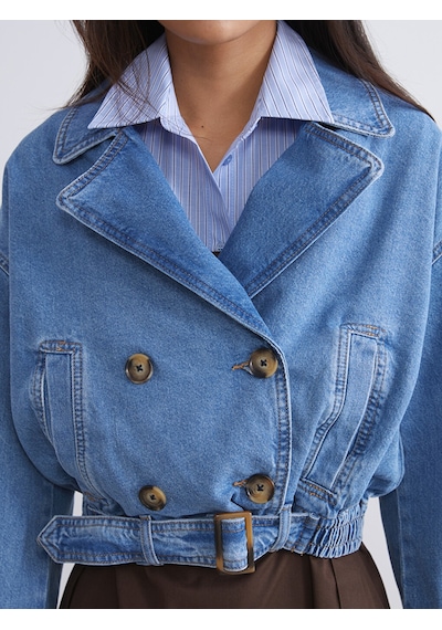 Lcw Modest İndigo Oversize Kadın Jean Ceket Xl-2xl