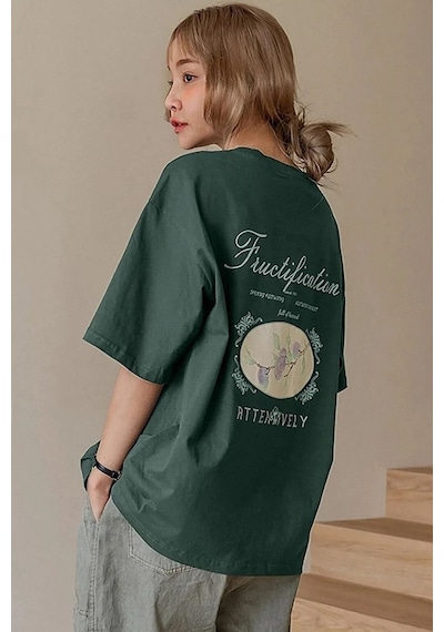 Unisex Fructification Baskılı Tasarım Tshirt Yeşil