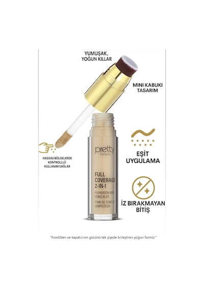Wonderway Full Coverage 2-in-1 Fondöten & Kapatıcı 02 Buğday Ten