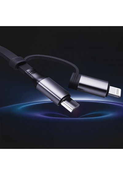 Lenyes Lc552 4in1 Usb-a - Type-c + Type-c To Lightning Makaralı Data Ve Şarj Kablosu 60w 95cm Siyah