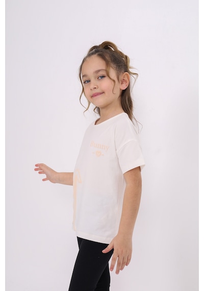 Toontoy Kids Toontoy Kız Çocuk Bunny Baskılı Tişört Ekru