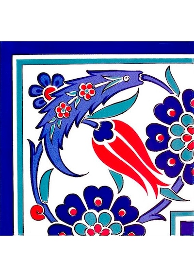 Armada Çini 20x20 Cm Ksk 26 Lale Desen Kütahya Çini Bordür Köşesi