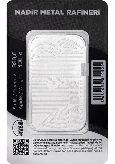 Nadirgold 100 Gr Gümüş Külçe