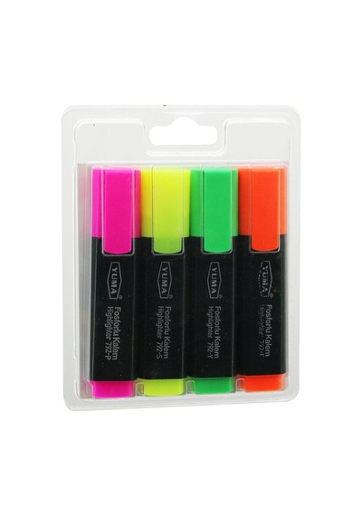 Yuma Ym-792-4 792-t-y-s-p 4pcs Fosforlu Kalem Turuncu - Yeşil - Sarı - Pembe 5671 Çok Renkli Çok Renkli