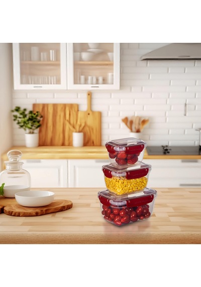 3'lü Master Dikdörtgen Saklama Kabı 550 ML - 1000 ML - 1800 ML 001
