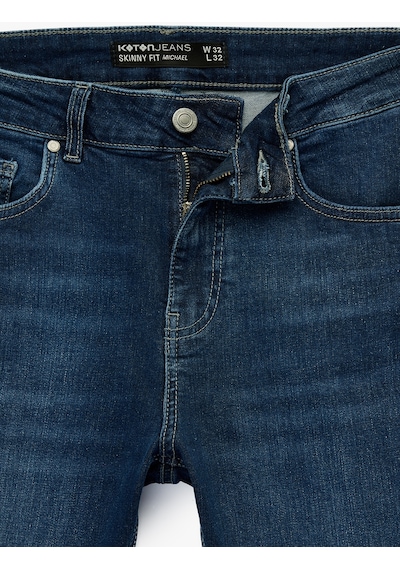 Koton Normal Bel Pamuklu Skinny Fit Jean Pantolon - Michael Jean Koyu İndigo 6sam40114nd