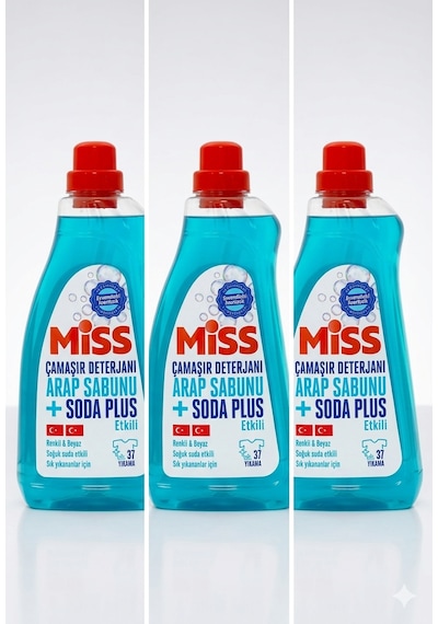 Miss Sıvı Çamaşır Deterjanı Arap Sabunu & Soda Plus 3'lü Paket 3x1.5 L 1500 ML