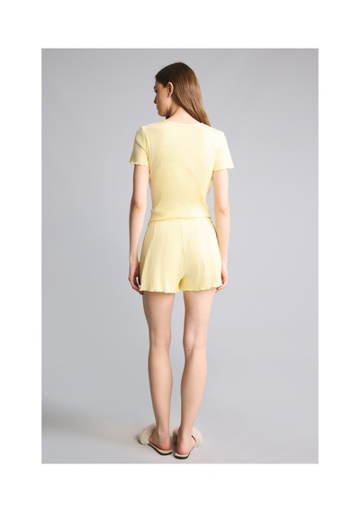 Defacto Regular Fıt Kısa Kollu Pijama Takımı H7072ax26smyl83 Sarı-yl83