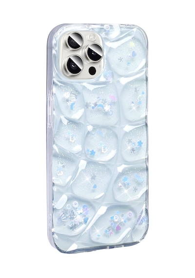 Zore Apple Uyumlu iPhone 15 Pro Max Kılıf Simli 3d Desenli Hacar Kapak - Beyaz Beyaz