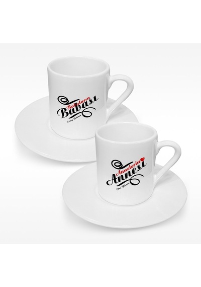 Kişiye Özel İkili Anne & Baba Türk Kahvesi Fincanı Takımı - 3