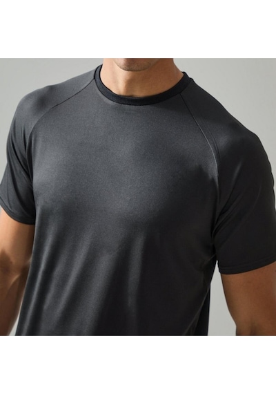 Nature The Brand Siyah Reglan Kısa Kol Spor Tişört Siyah - Antrasit