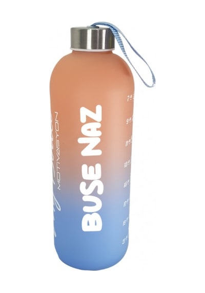 Kişiye Özel Renkli Motivasyon Cam Su Matarası 1 L Hk2705