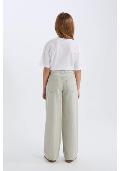 Defacto Wide Leg Geniş Paça Jean Pantolon Kız Çocuk D9128A825SP Mavi