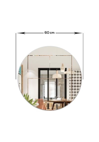 Ayna | Düz Ayna | Kare Kanallı | Çap60Cm Şeffaf