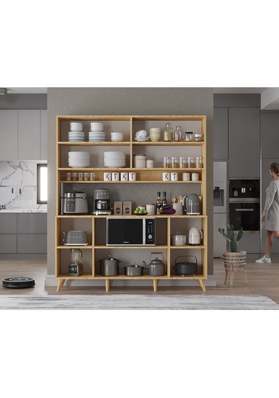 Nora Kahve Köşesi Çok Amaçlı Dolap Kiler Mutfak Dolabı Meşe Beyaz 140 Cm Meşe Beyaz Nora Kahve Köşesi Çok Amaçlı Dolap Kiler Mutfak Dolabı Meşe Beyaz 140 Cm Meşe Beyaz