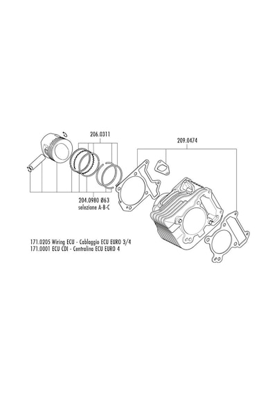 Polini Silindir Seti 63mm 182cc Hava Soğutmalı Piaggio Vespa 125/150 4t 3v 140.0235