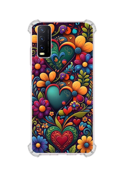Printify Vivo Y11s İle Uyumlu Düşlerin Dansı Serisi Çiçeklerin Dansı Tasarımlı Uv Baskılı Köşe Korumalı Antişok Kılıf Şeffaf