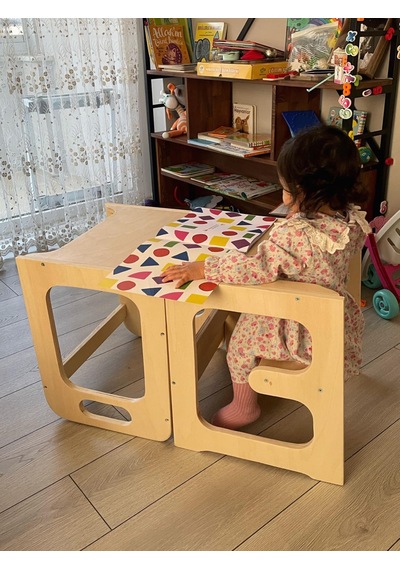 montessori ahşap öğrenme kulesi + aktivite masası + mama masası Ahşap montessori ahşap öğrenme kulesi + aktivite masası + mama masası Ahşap
